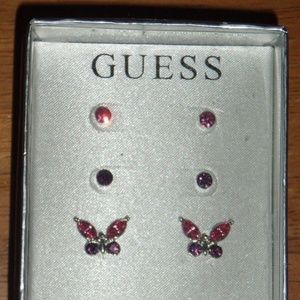 Vintage Guess 3 Piece Set Crystal Earrings
